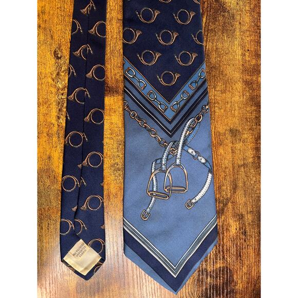 1960s Campilini Beau Brummell Horns Equestrian Bit Bridle Old Money Office Tie - Picture 2 of 9
